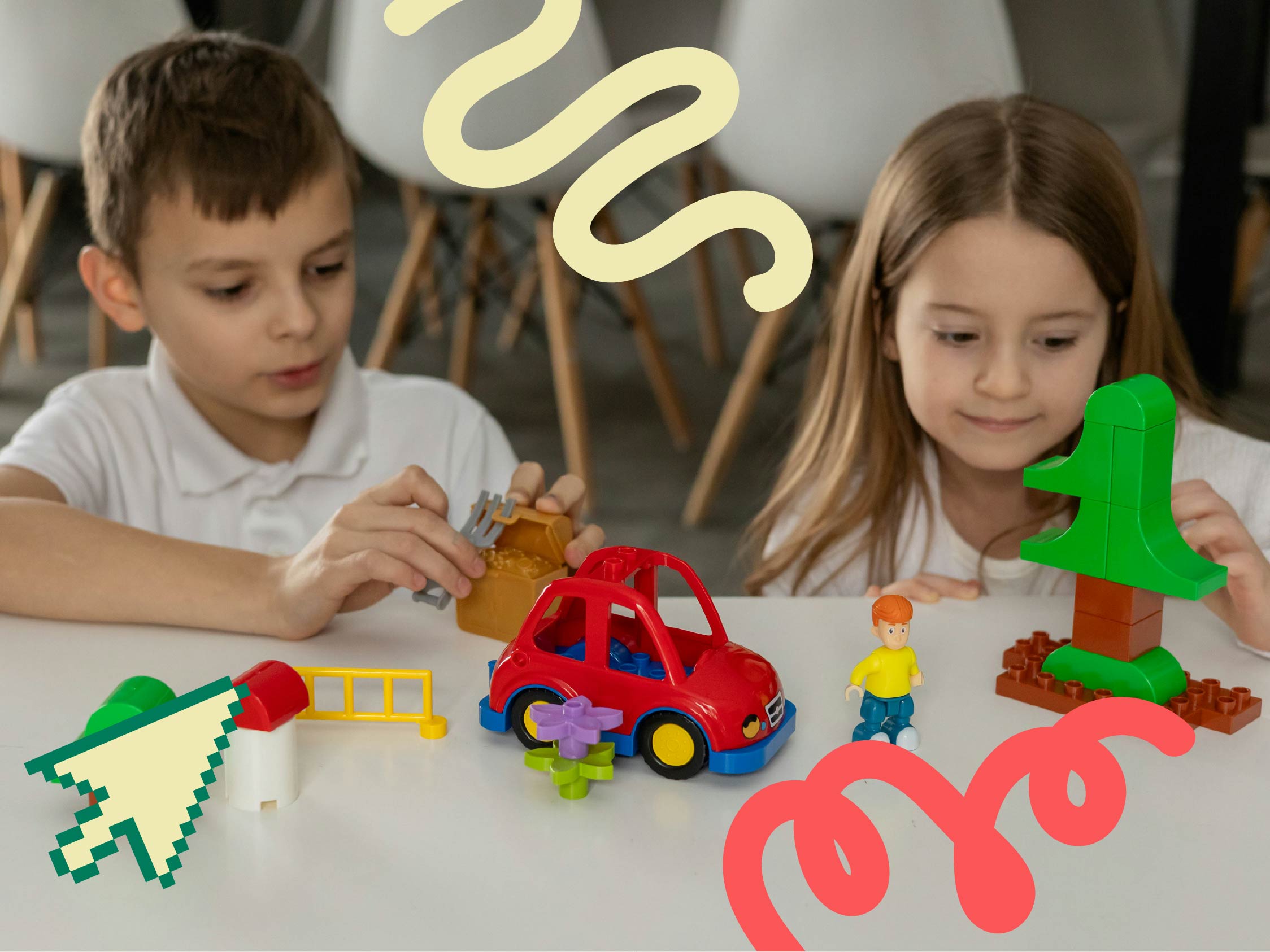 Kids play with toy cars